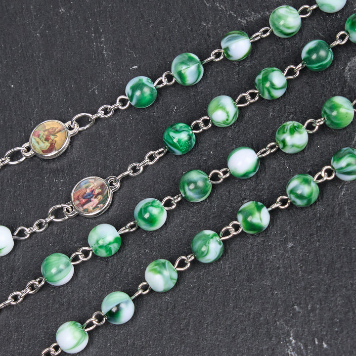 Christianartworkshop Chapelet à sept pierres de chagrin, chaîne ronde de 8 mm en alliage acrylique bleu/vert - image 10