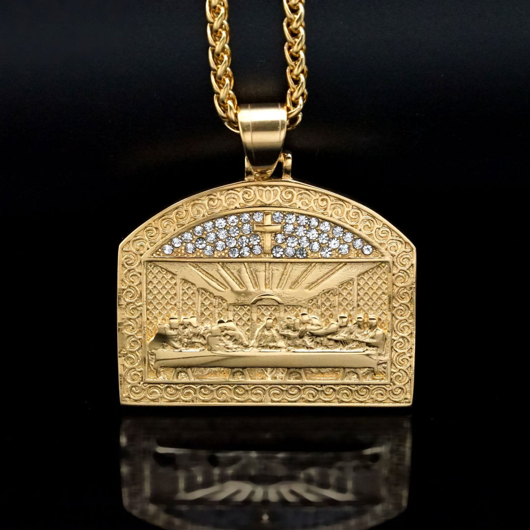 Christianartworkshop Collier pendentif moderne représentant la Cène - Or - image 1