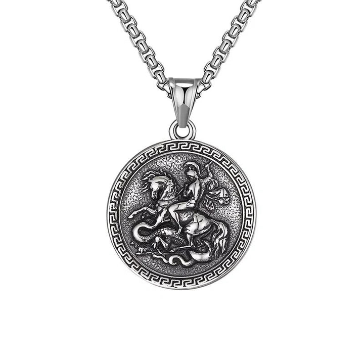 Christianartworkshop Collier pendentif Saint Georges tueur de dragon, style classique - Saint Georges tueur de dragons - image 0