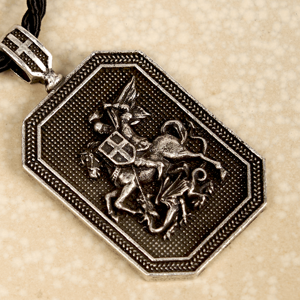 Christianartworkshop Collier de prière de protection avec pendentif Saint Georges et le Dragon de style classique - image 7