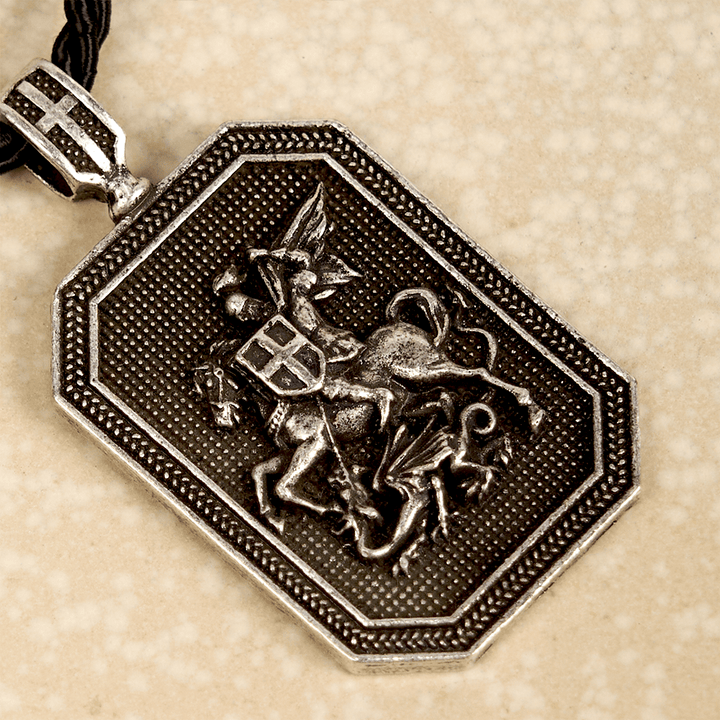 Christianartworkshop Collier de prière de protection avec pendentif Saint Georges et le Dragon de style classique - image 7