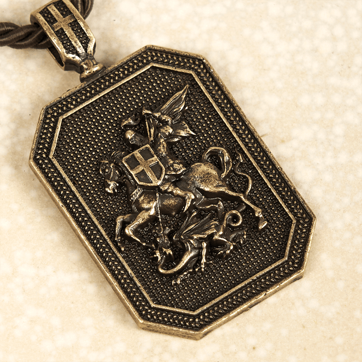 Christianartworkshop Collier de prière de protection avec pendentif Saint Georges et le Dragon de style classique - image 3