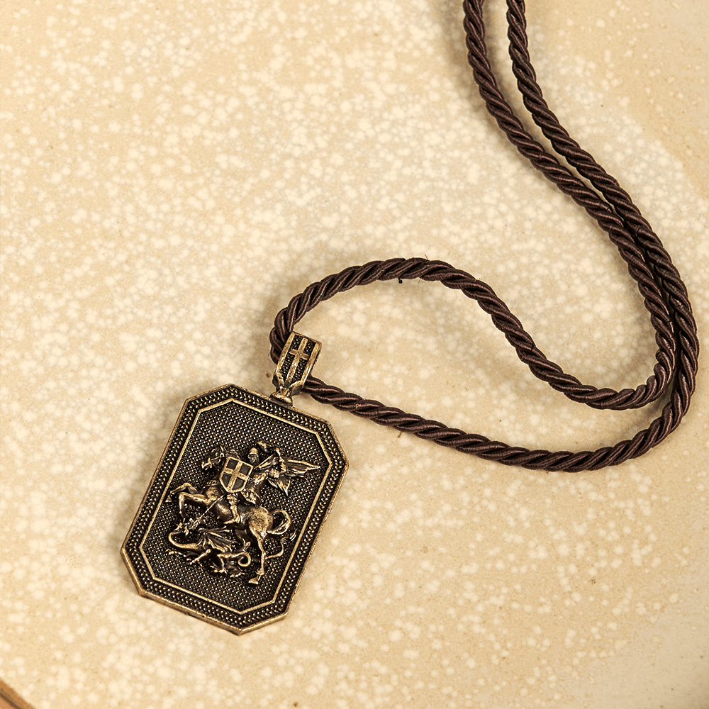 Christianartworkshop Collier de prière de protection avec pendentif Saint Georges et le Dragon de style classique - image 5