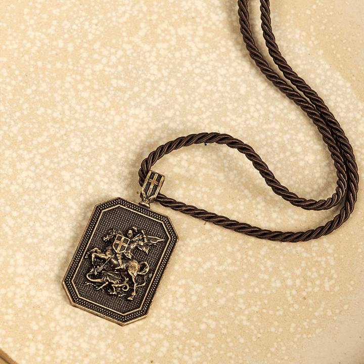 Christianartworkshop Collier de prière de protection avec pendentif Saint Georges et le Dragon de style classique - image 5