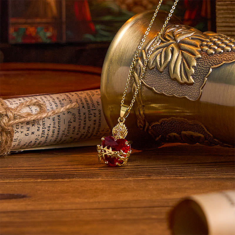 Christianartworkshop Collier pendentif Sacré-Cœur de Jésus en pierres précieuses rouges de style moderne - image 4