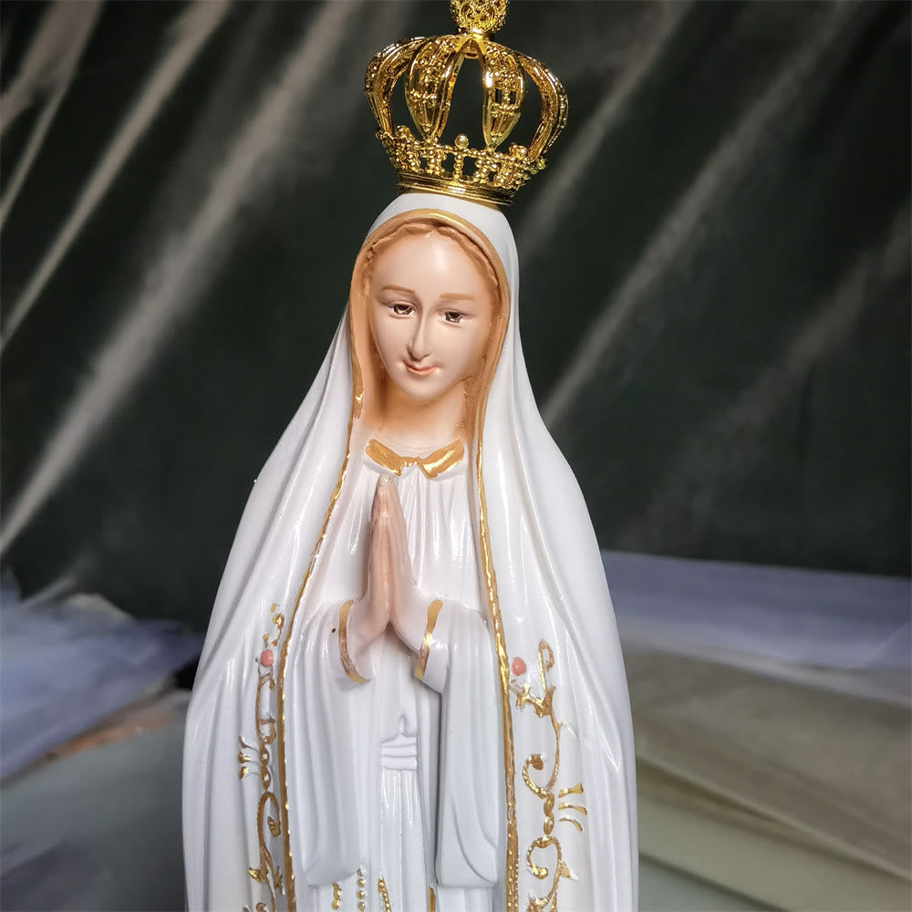 Christianartworkshop Couronne dorée de style classique, ornement de bureau représentant Notre-Dame de Fatima - image 1