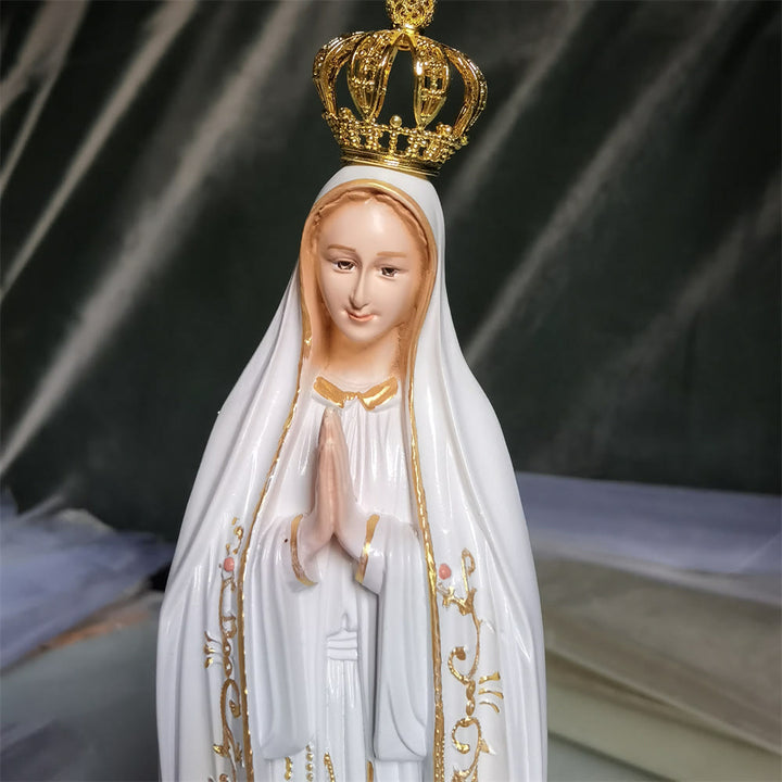 Christianartworkshop Couronne dorée de style classique, ornement de bureau représentant Notre-Dame de Fatima - image 1