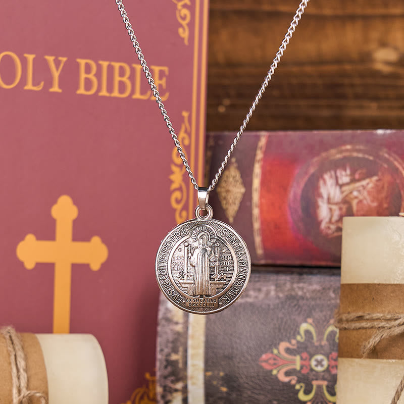 Christianartworkshop Collier pendentif style classique orné du symbole de Saint Benoît (3 couleurs) - Argent - image 5