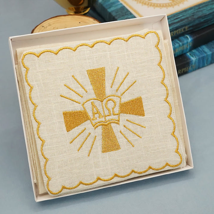 Christianartworkshop Ensemble de linge d'autel en forme de croix dorée brillante de style classique - image 5