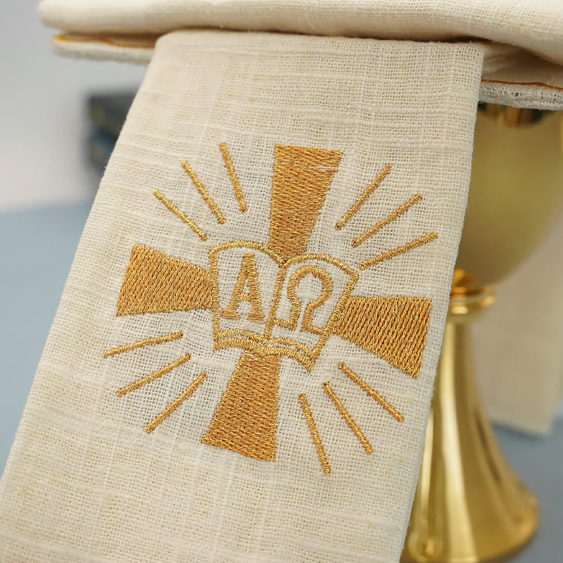 Christianartworkshop Ensemble de linge d'autel en forme de croix dorée brillante de style classique - image 8