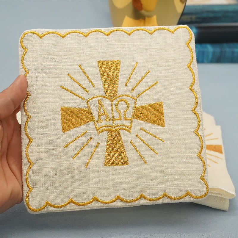 Christianartworkshop Ensemble de linge d'autel en forme de croix dorée brillante de style classique - image 7