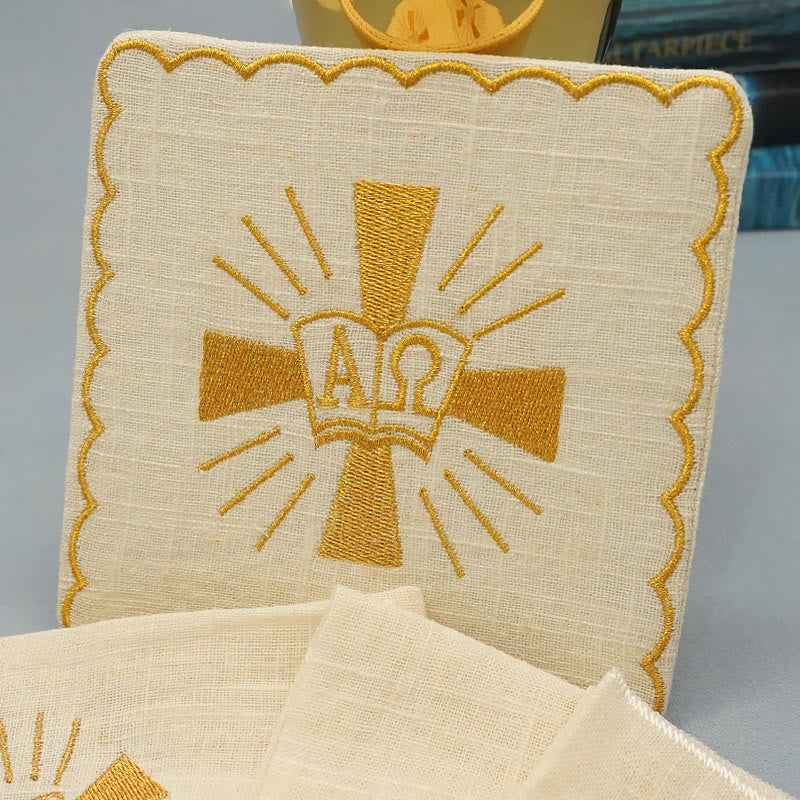 Christianartworkshop Ensemble de linge d'autel en forme de croix dorée brillante de style classique - image 6