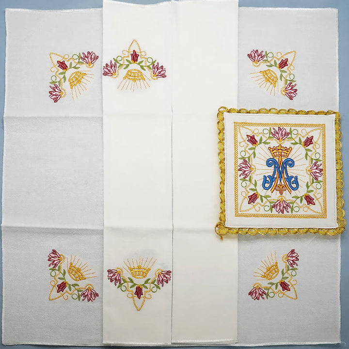 Christianartworkshop Ensemble de linge d'autel Marial Floral Grace de style classique - image 1