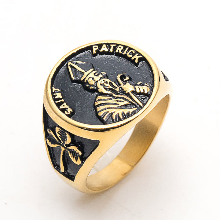 Bague Saint Patrick classique en acier inoxydable de Christianartworkshop - Or - US 14 - image 2
