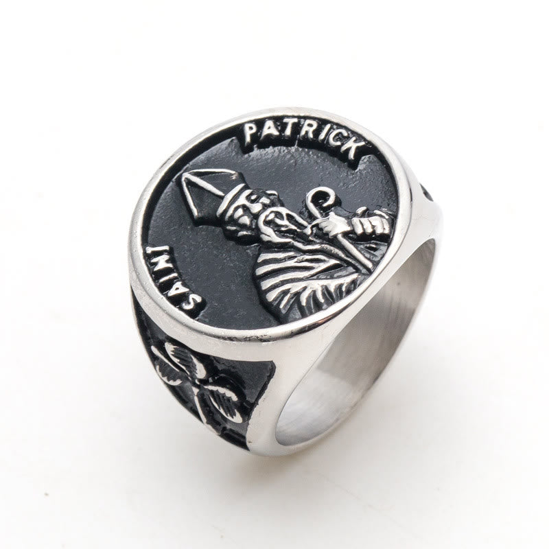 Bague Saint Patrick classique en acier inoxydable de Christianartworkshop - Argent - US 14 - image 1