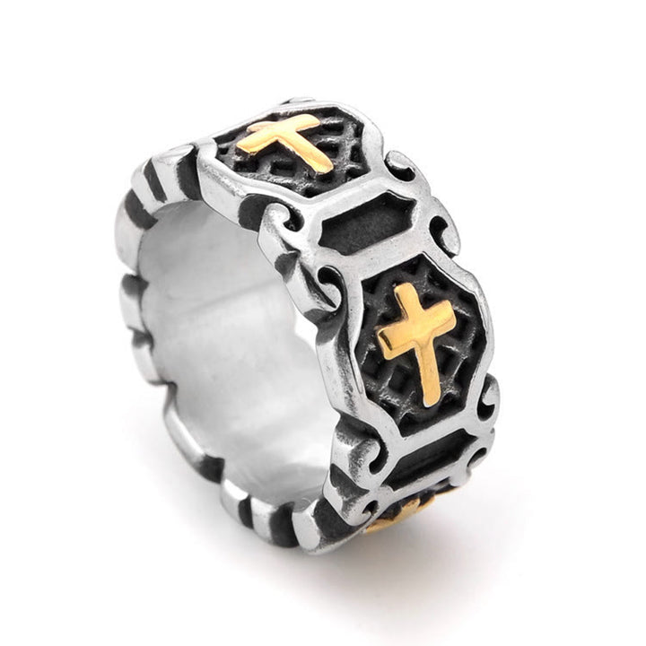 Bague élégante en forme de croix sacrée, style moderne, Christianartworkshop - Or - US 13 - image 0