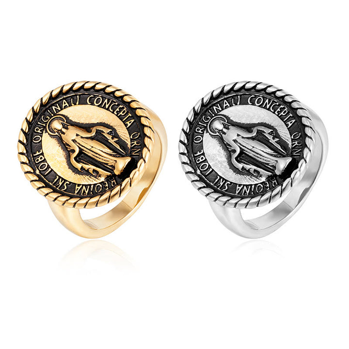 Bague de bénédiction médaillon Vierge Marie style classique de Christianartworkshop - image 5