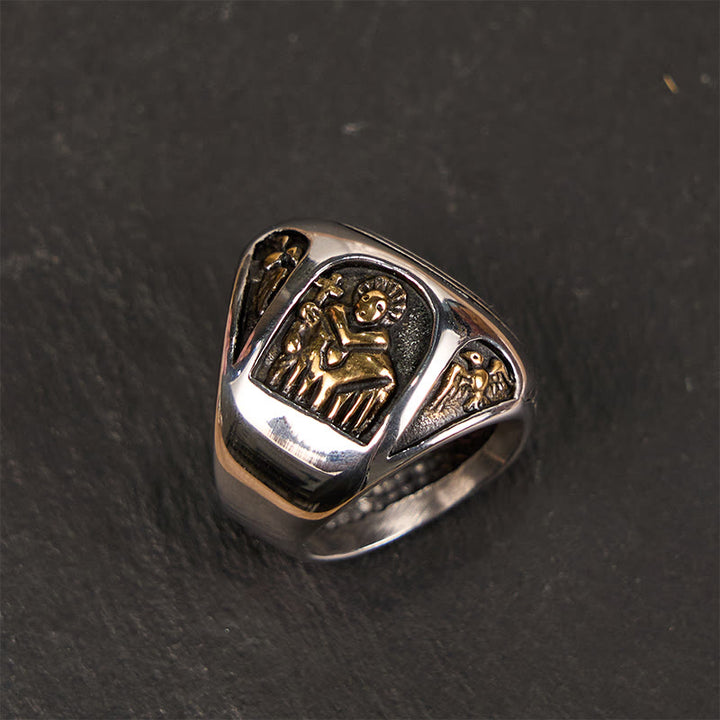 Bague Croix de Saint Benoît de style classique, style Christianartworkshop, Foi Divine - image 4