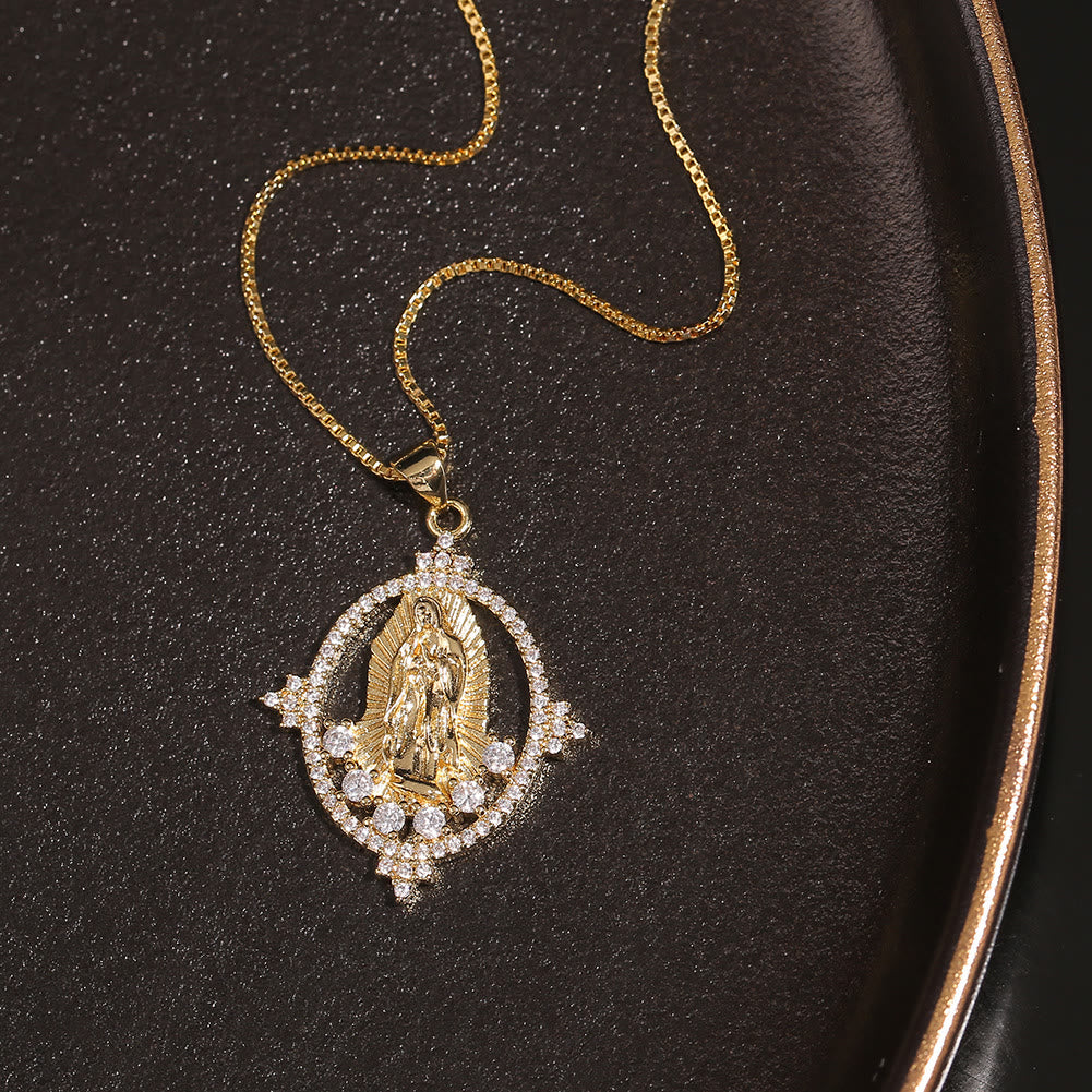 Christianartworkshop Collier pendentif de luxe orné de pierres précieuses représentant Notre-Dame de Guadalupe - image 2