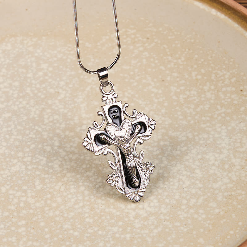 Christianartworkshop Collier pendentif croix de Jésus style classique 4 couleurs - Noir - image 5
