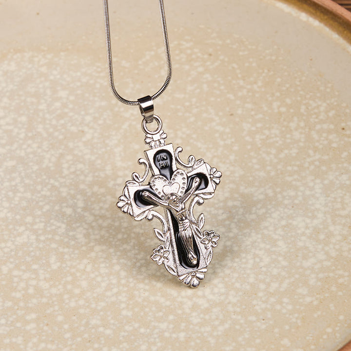 Christianartworkshop Collier pendentif croix de Jésus style classique 4 couleurs - Noir - image 5