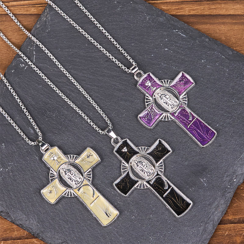 Christianartworkshop Collier pendentif croix de la Vierge Marie Notre-Dame de Guadalupe, 6 couleurs - image 16