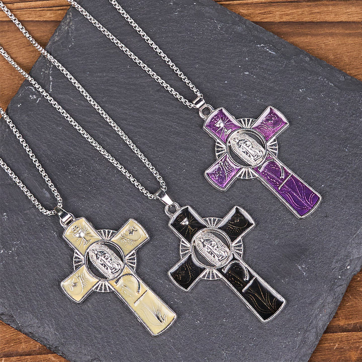Christianartworkshop Collier pendentif croix de la Vierge Marie Notre-Dame de Guadalupe, 6 couleurs - image 16