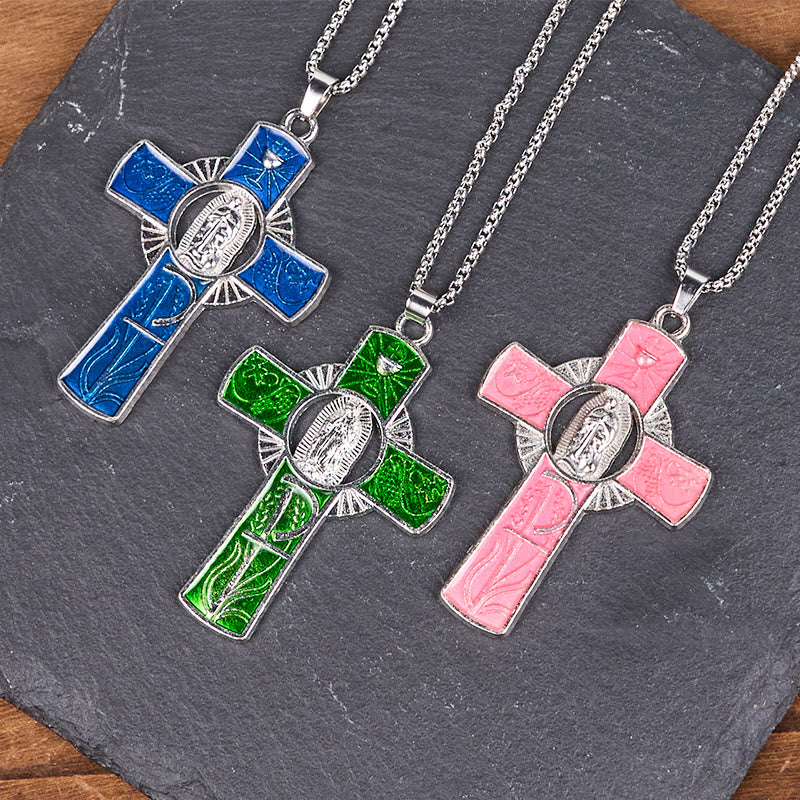 Christianartworkshop Collier pendentif croix de la Vierge Marie Notre-Dame de Guadalupe, 6 couleurs - image 13