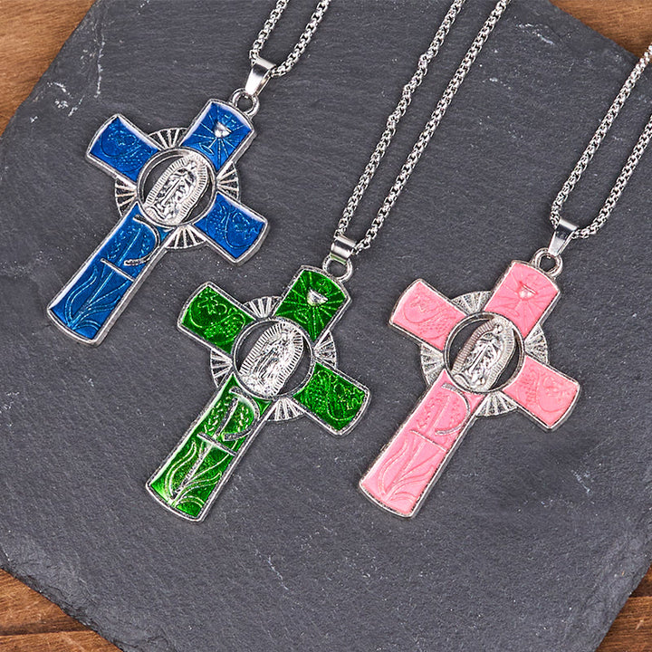 Christianartworkshop Collier pendentif croix de la Vierge Marie Notre-Dame de Guadalupe, 6 couleurs - image 13
