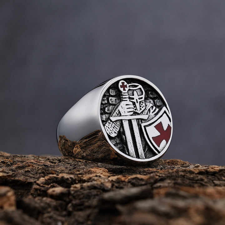 Bague Croix des Templiers de style rétro classique, style Christianartworkshop, Foi Divine - image 1