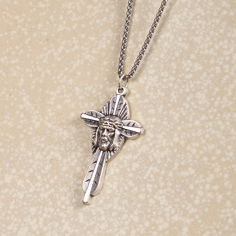 Christianartworkshop Collier pendentif croix crucifix style rétro avec icône de Jésus et symbole de foi bénie - image 2