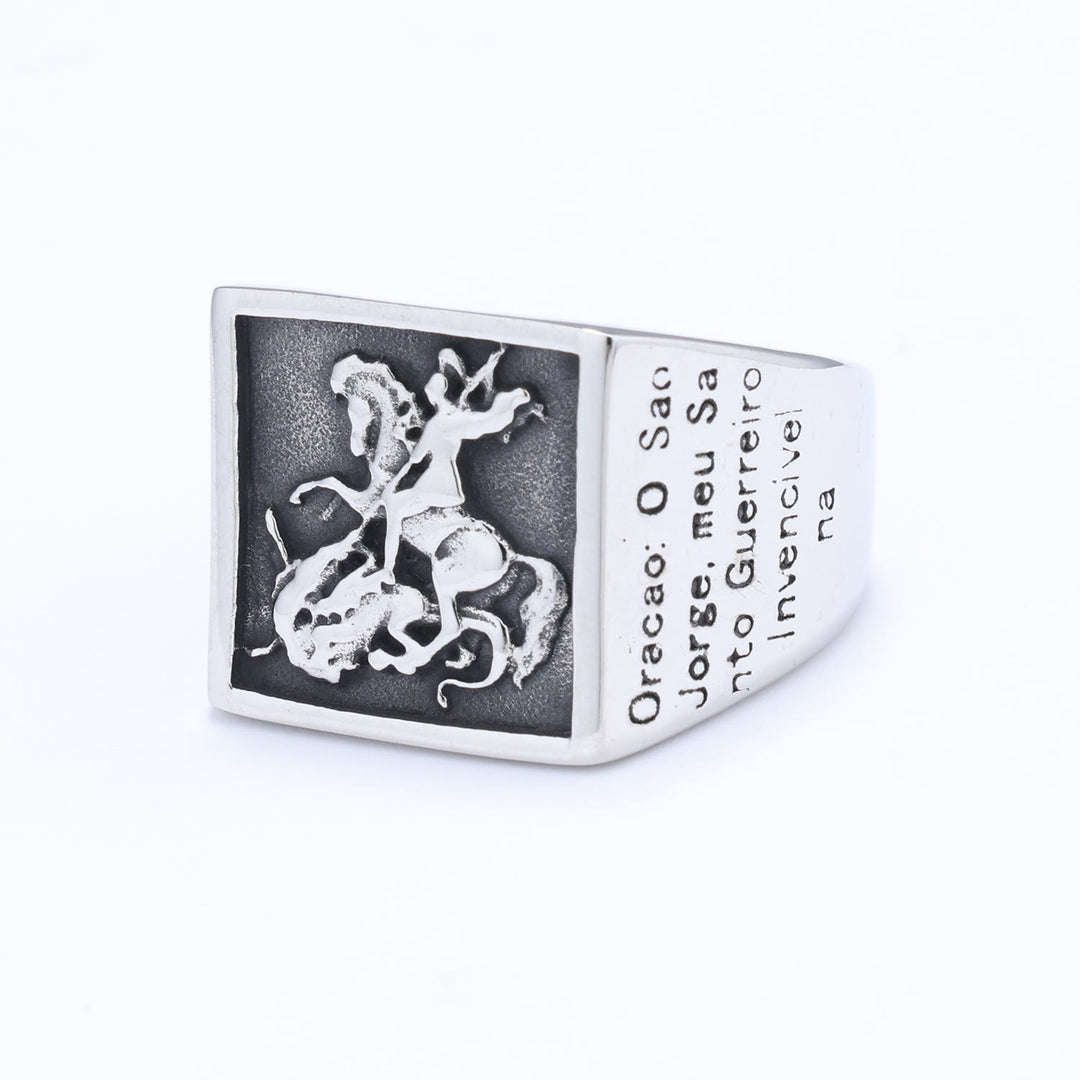 Christianartworkshop Bague de protection divine Saint Georges Guerrier Esclave du Dragon Style rétro classique - image 3