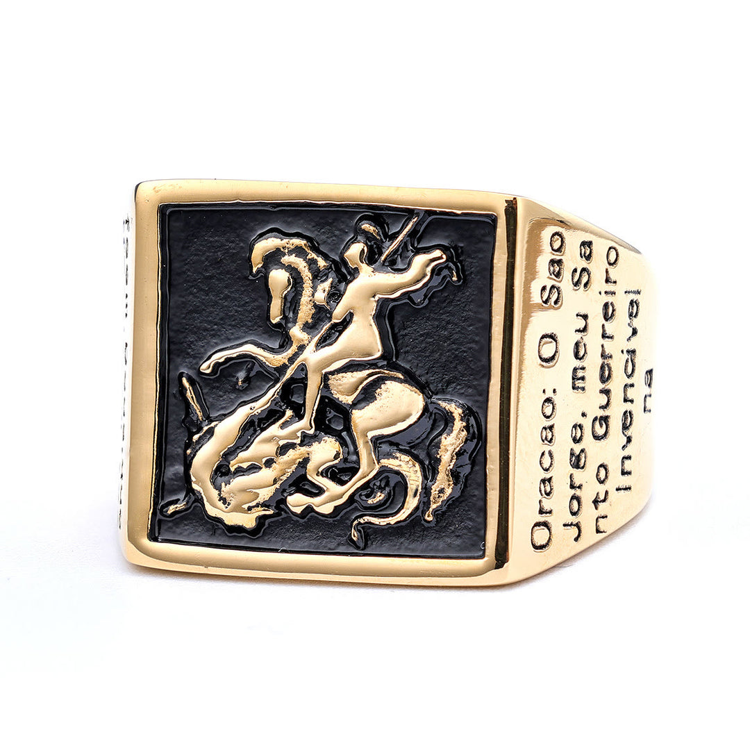 Christianartworkshop Bague de protection divine Saint Georges Guerrier Esclave du Dragon Style rétro classique - image 4