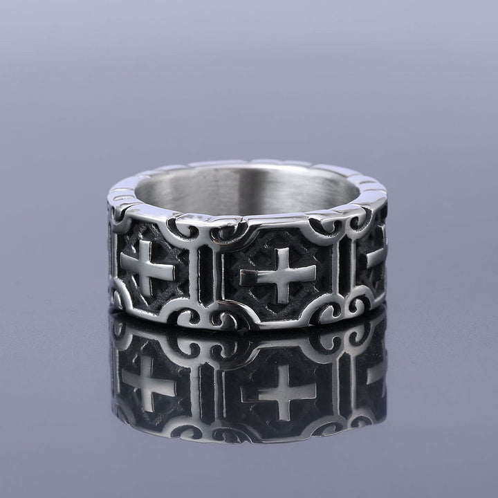 Bague de protection de la foi en acier inoxydable gravée d'une croix, style rétro, Christianartworkshop - image 4