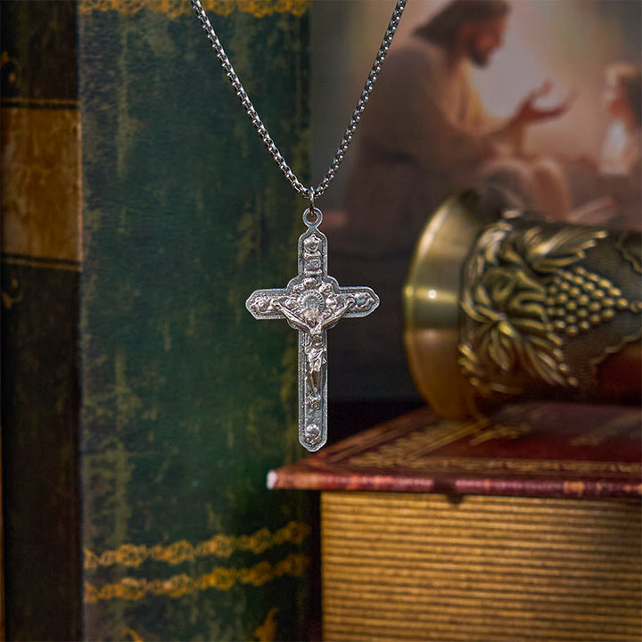 Christianartworkshop Collier pendentif style rétro, orné d'un crucifix Jésus et d'anges. - image 2