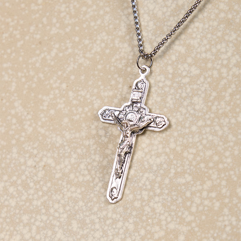 Christianartworkshop Collier pendentif style rétro, orné d'un crucifix Jésus et d'anges. - image 3