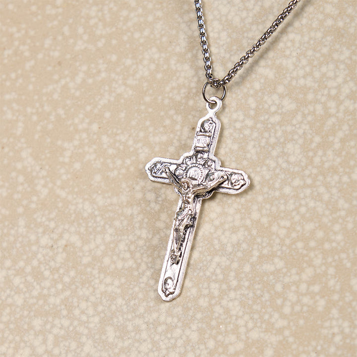Christianartworkshop Collier pendentif style rétro, orné d'un crucifix Jésus et d'anges. - image 3