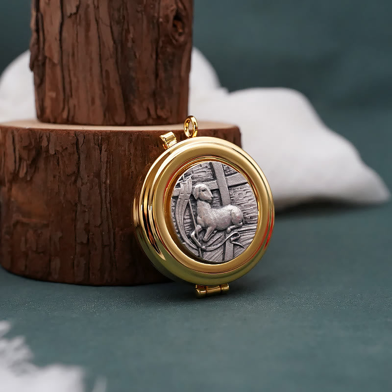 Christianartworkshop Pyx plaqué or avec statue d'agneau – Vase sacré pour la Sainte Eucharistie - Statue d'agneau - image 0