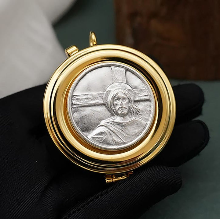 Christianartworkshop Pyx plaqué or à motif « Voyez cet homme » – Vase sacré pour la Sainte Eucharistie - image 2