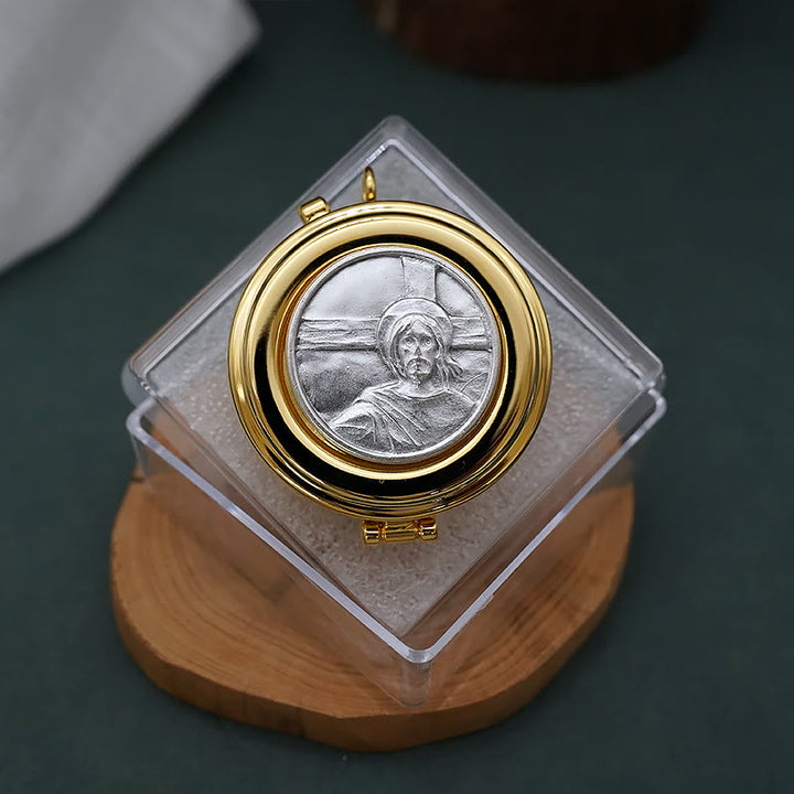 Christianartworkshop Pyx plaqué or à motif « Voyez cet homme » – Vase sacré pour la Sainte Eucharistie - Regardez cet homme - image 0