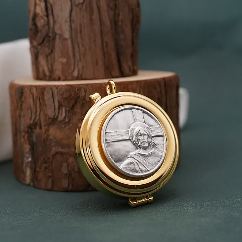 Christianartworkshop Pyx plaqué or à motif « Voyez cet homme » – Vase sacré pour la Sainte Eucharistie - image 1