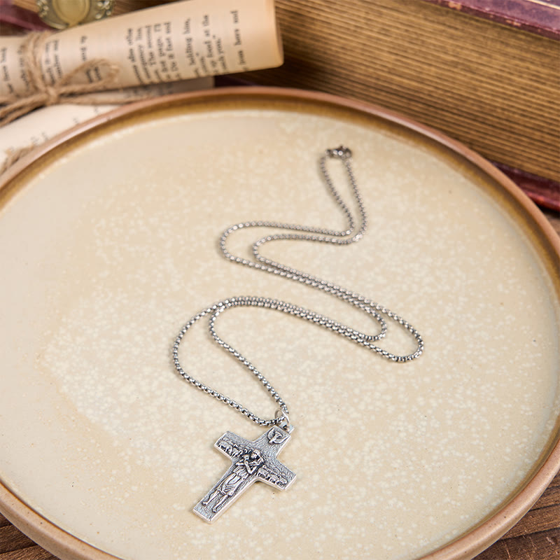 Christianartworkshop Collier pendentif rétro Jésus et ses brebis, le Bon Berger - image 2
