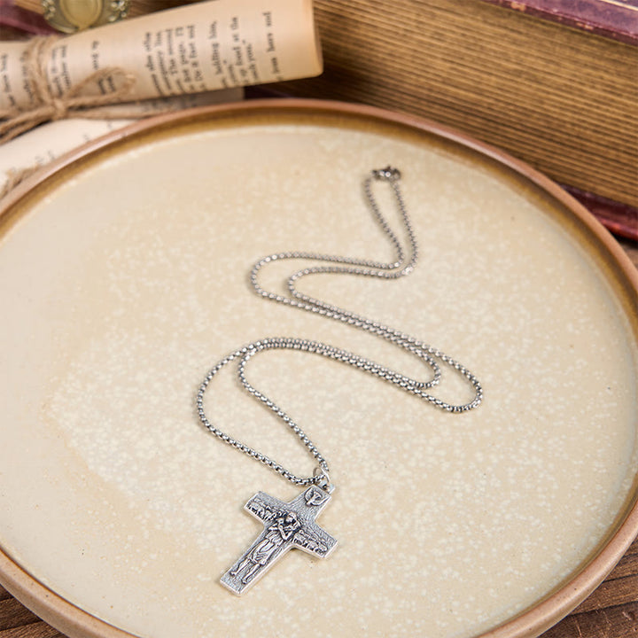 Christianartworkshop Collier pendentif rétro Jésus et ses brebis, le Bon Berger - image 2