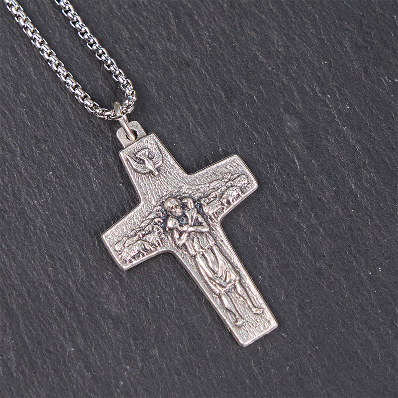 Christianartworkshop Collier pendentif rétro Jésus et ses brebis, le Bon Berger - image 5
