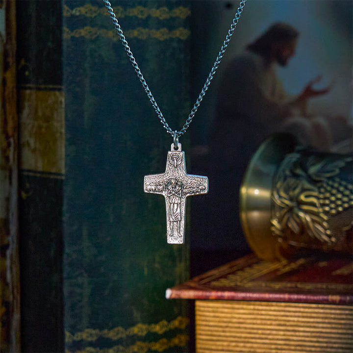 Christianartworkshop Collier pendentif rétro Jésus et ses brebis, le Bon Berger - Le Bon Berger - image 0