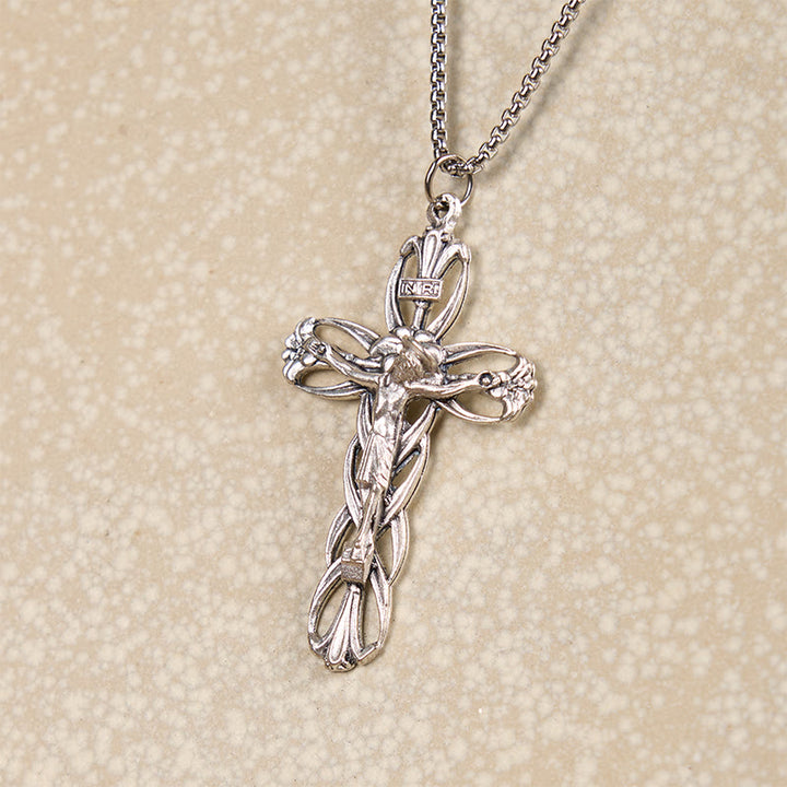 Christianartworkshop Collier pendentif amulette crucifix Jésus à motif rétro exclusif - image 3