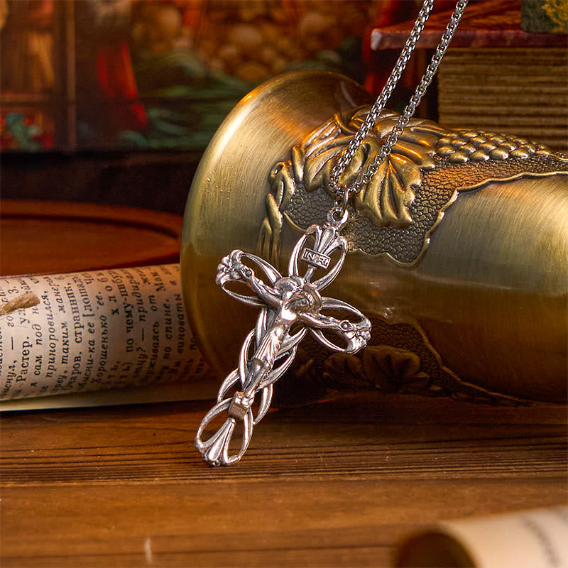 Christianartworkshop Collier pendentif amulette crucifix Jésus à motif rétro exclusif - Crucifix - image 0