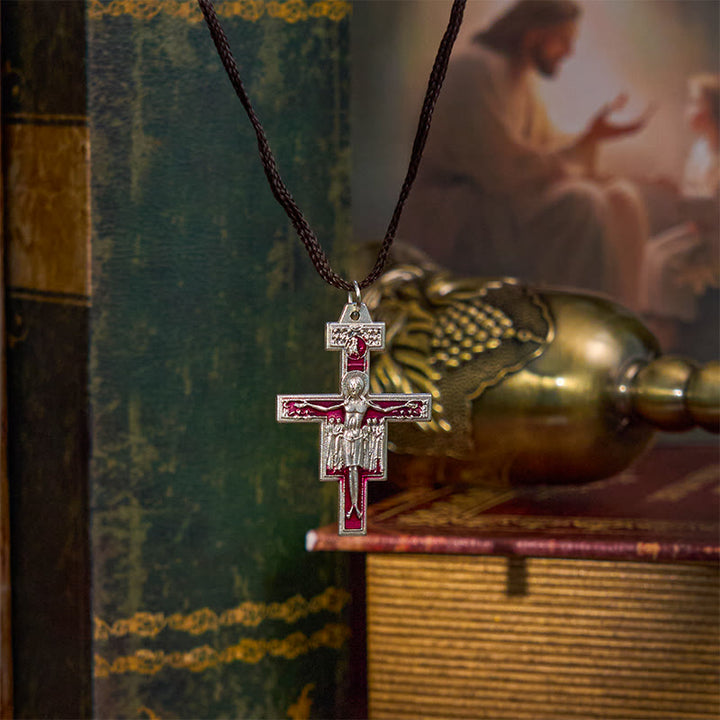 Christianartworkshop Collier pendentif croix Saint François San Damiano | Un symbole de foi et de paix - Croix de San Damiano - image 0