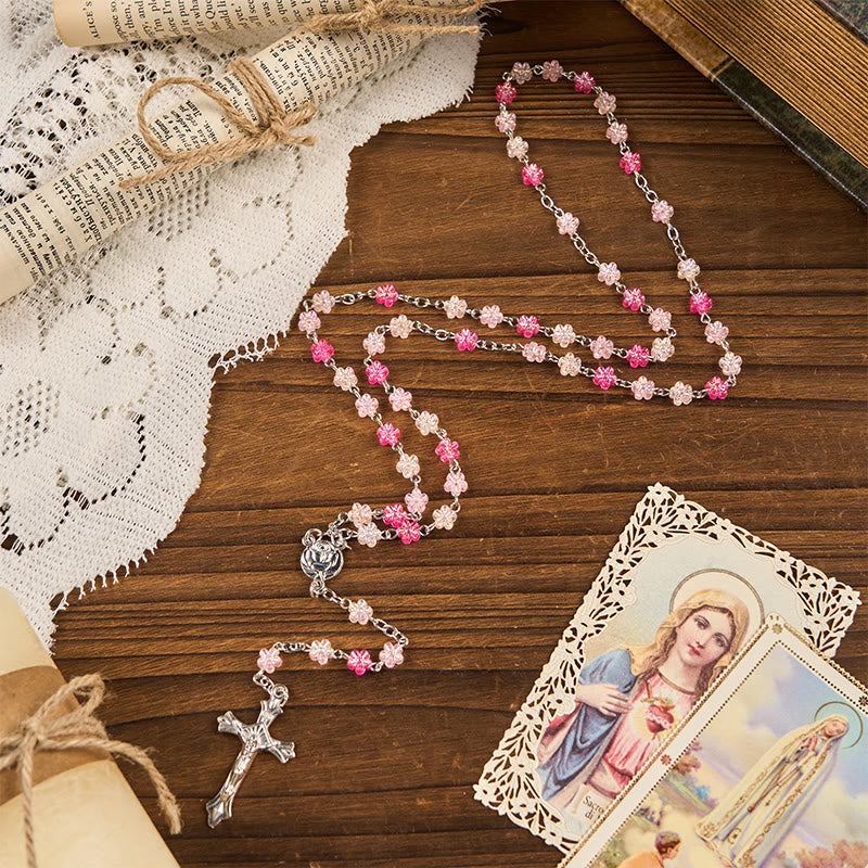Christianartworkshop Chapelet en alliage de verre vert en forme de cœur, orné d'un cœur d'épines et de Notre-Dame de Guadalupe (10 mm). - image 1