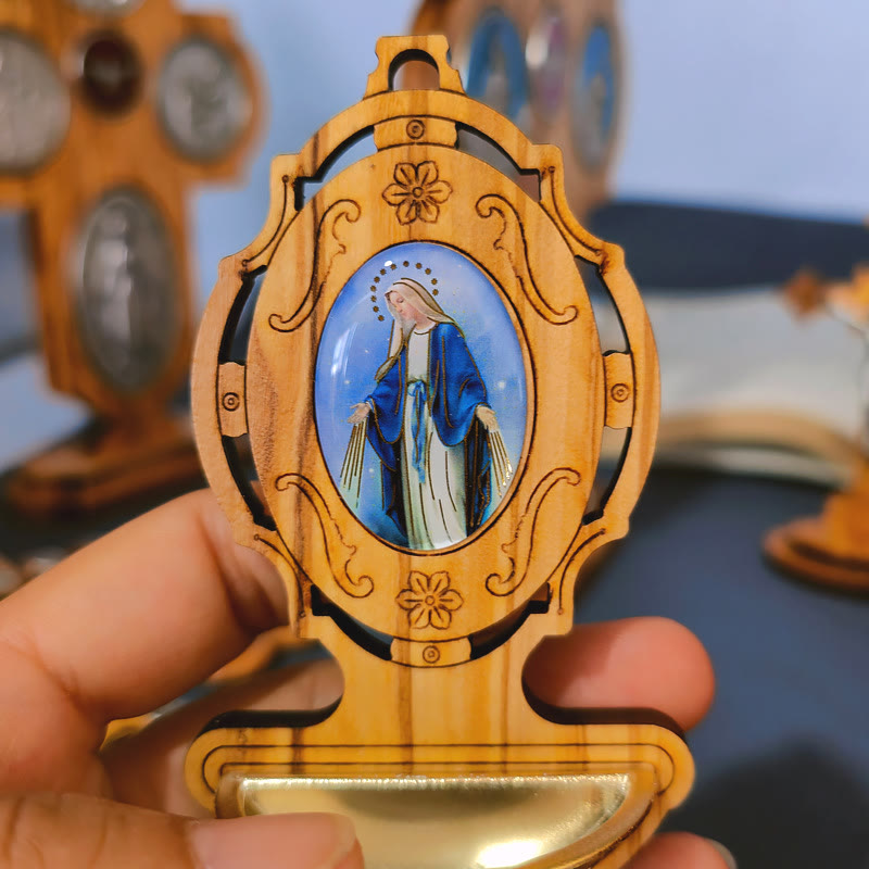Christianartworkshop Béniten en bois d'olivier, médaille miraculeuse, Assomption de Notre-Dame - image 1